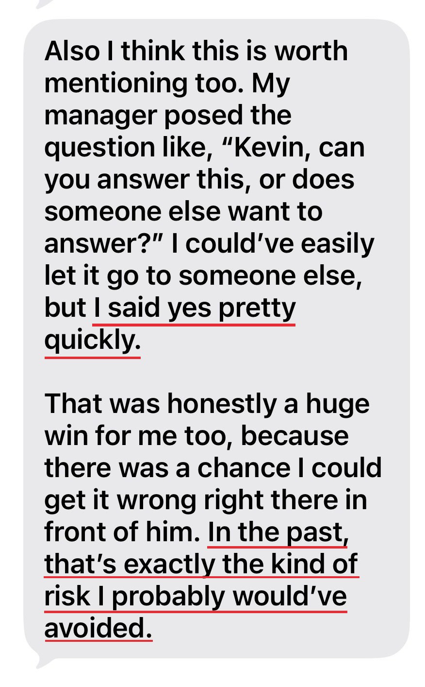 Kevin: in the past, that's exactly the kind of risk I would've avoided